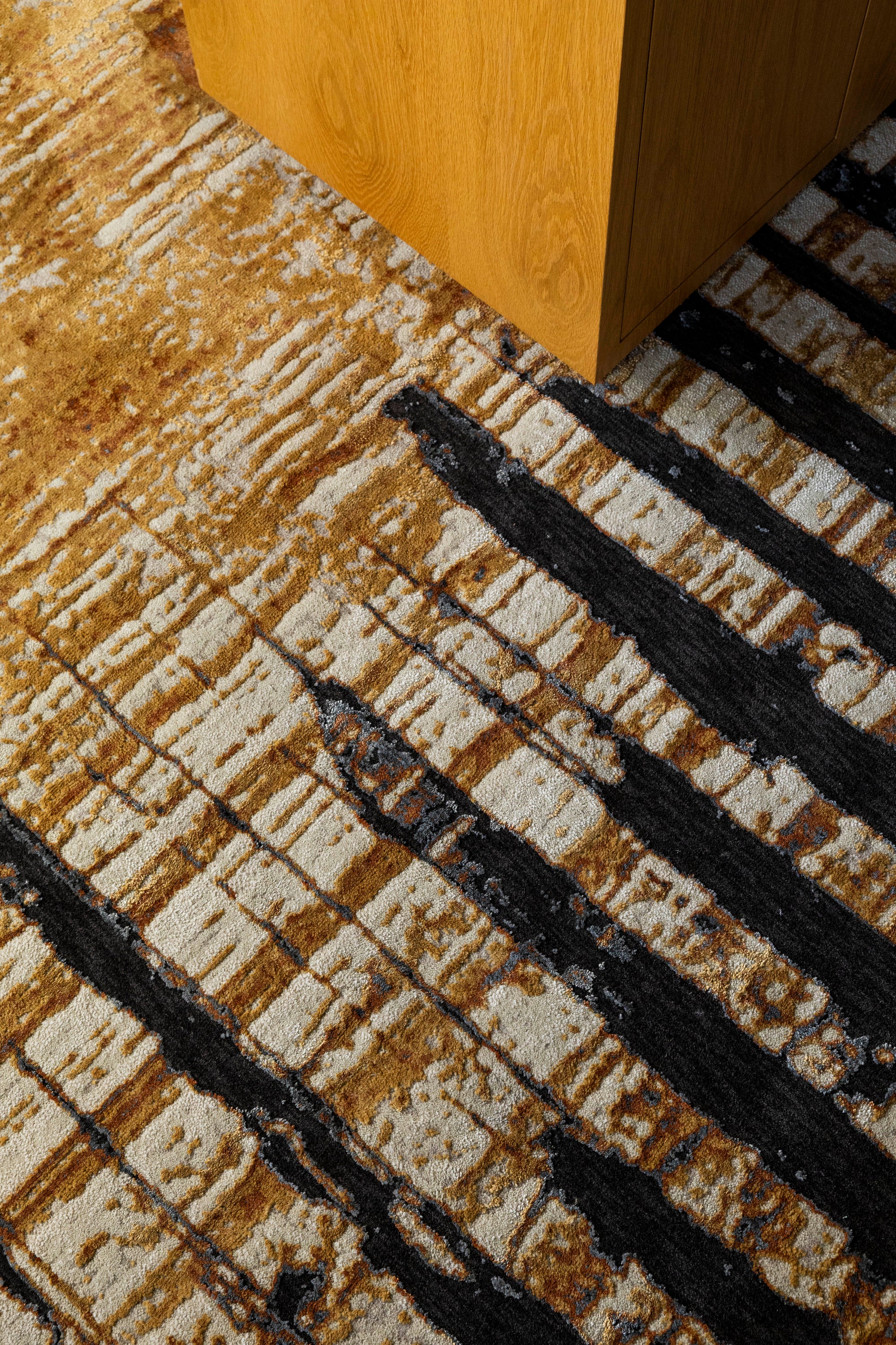 Close-up of Amber Smoke Abstract Rug by Four Corners Rugs