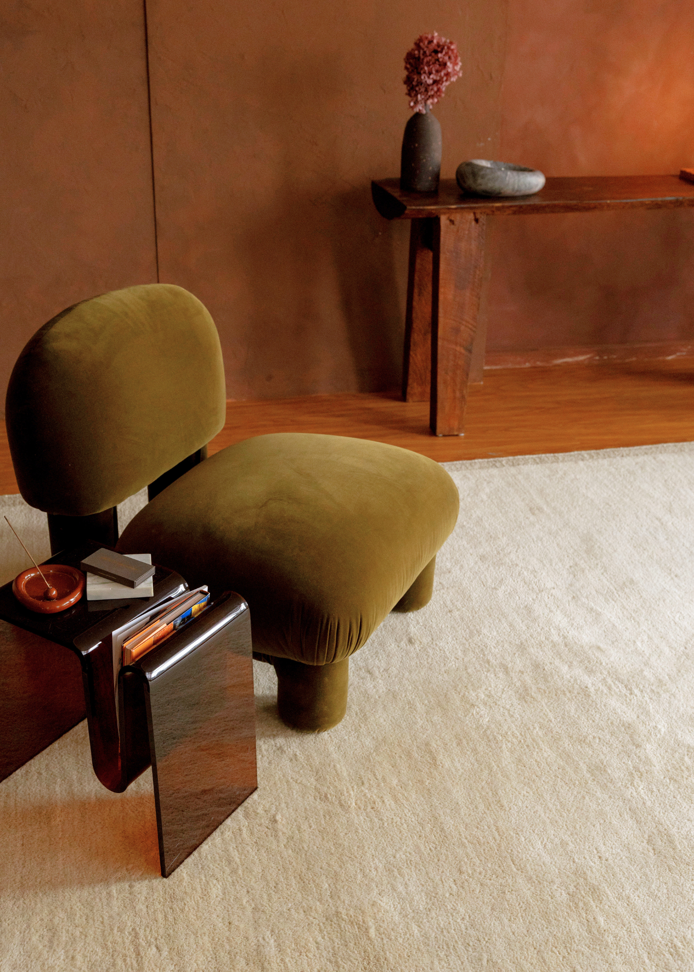 Double Border Cream Wool Rug