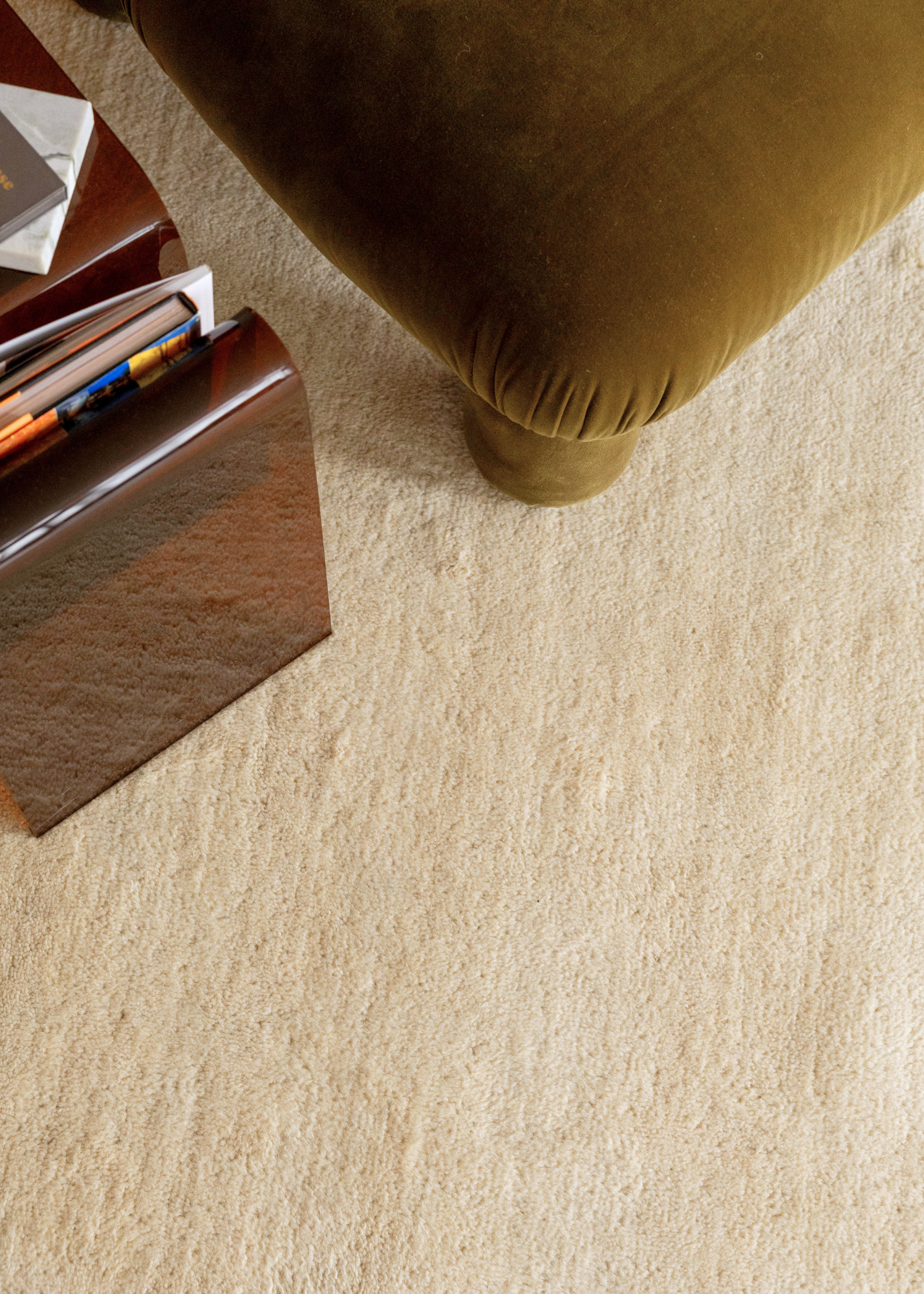 Double Border Cream Wool Rug