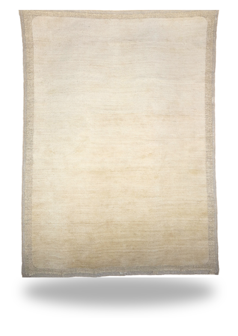 Double Border Cream Wool Rug