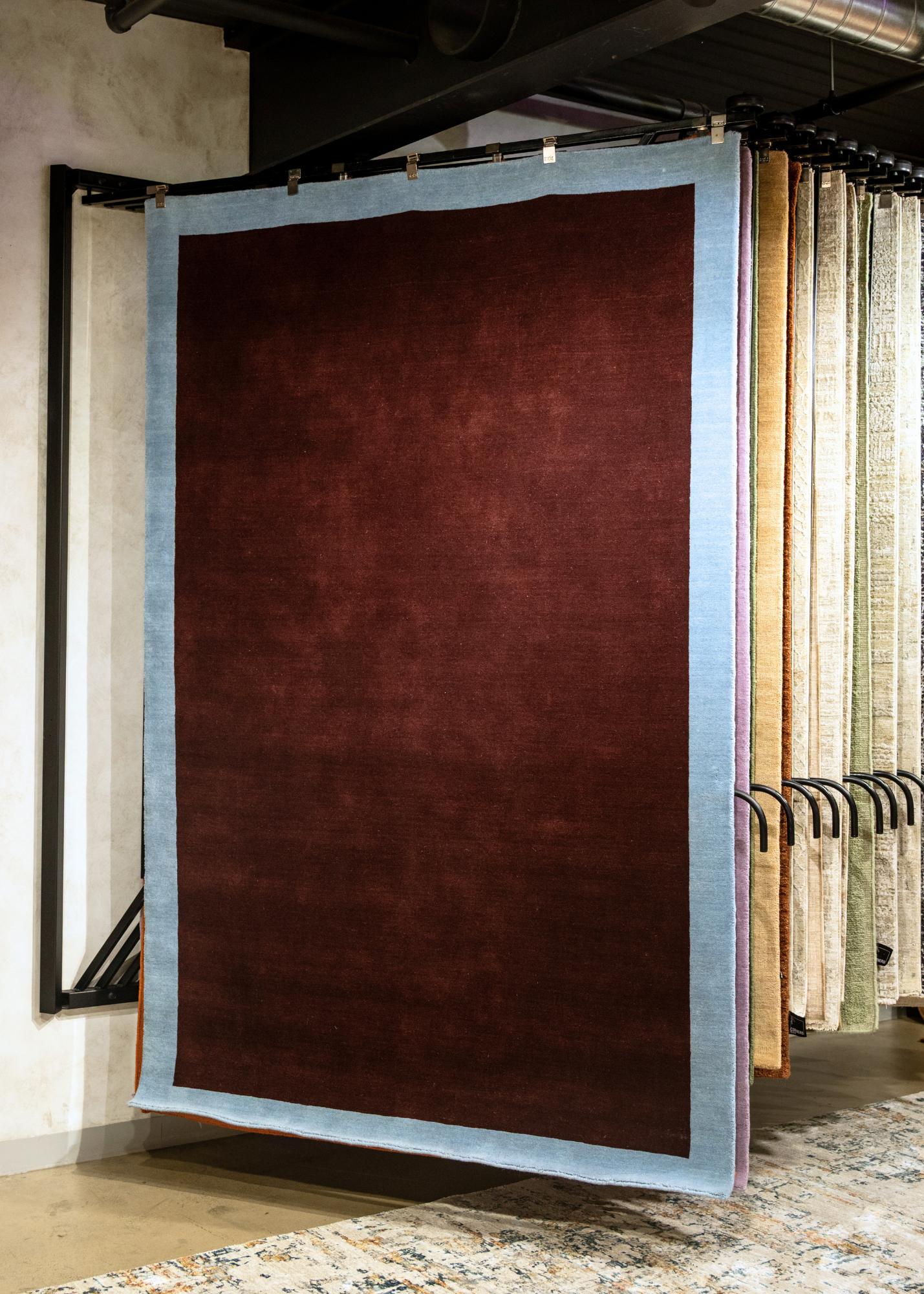 Maroon & Blue Border Rug (Colour Series)