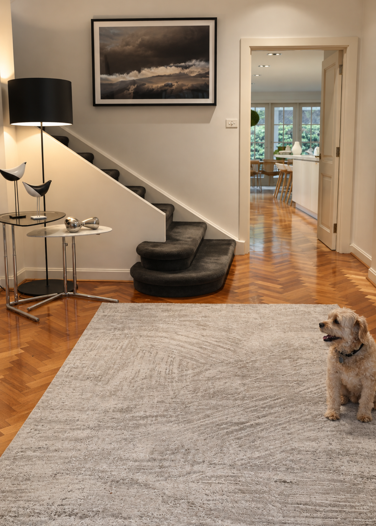 Silver Strokes Modern Rug
