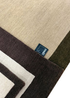 Camel & Olive Green Border Rug (Neutral Series)