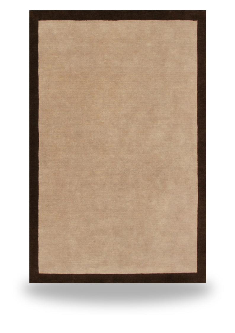 Camel & Olive Green Border Rug (Neutral Series) floating