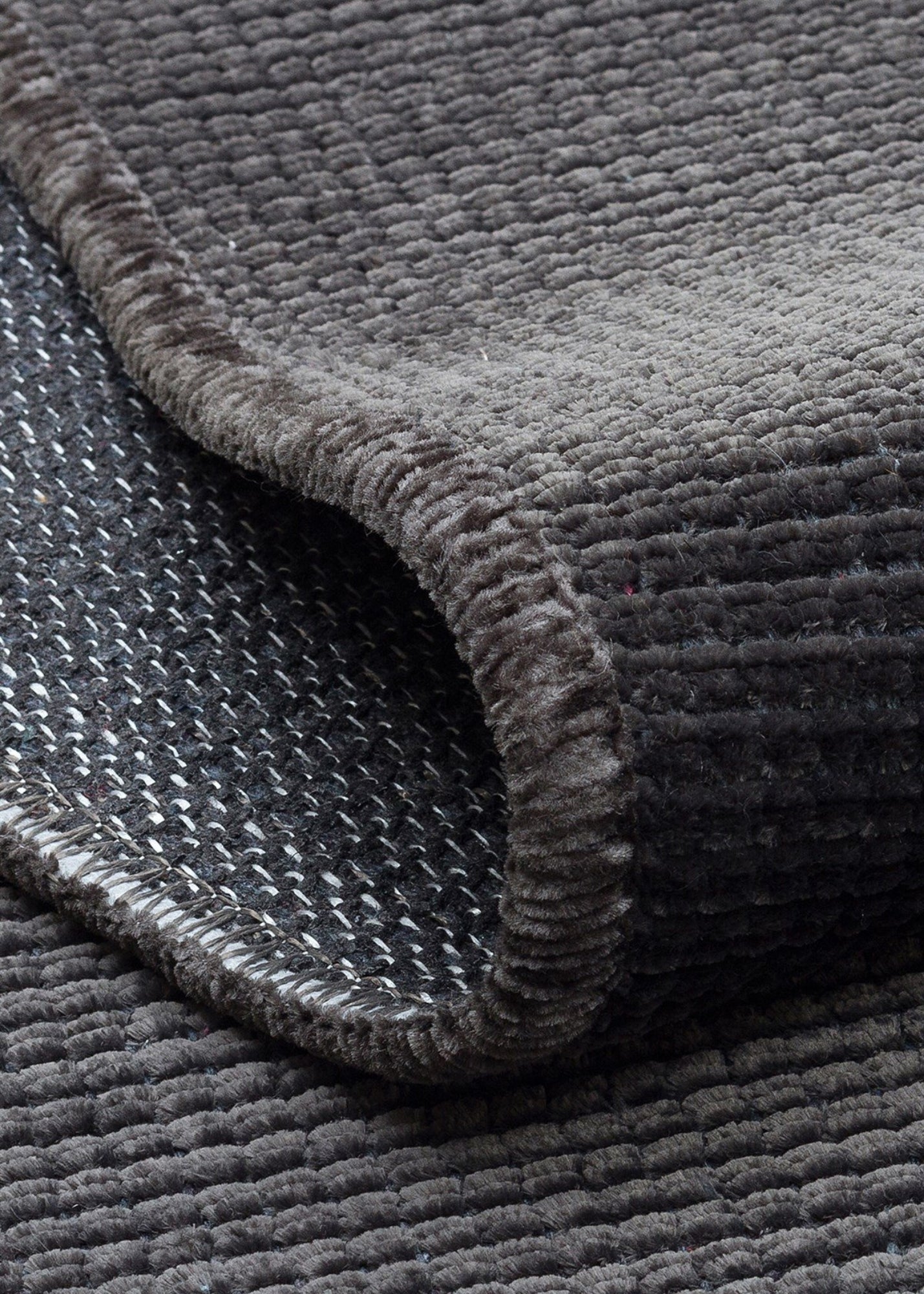 Chenille Charcoal Runner folded