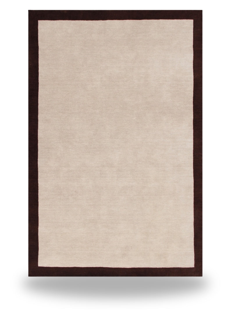 Cream & Brown Border Rug (Neutral Series) floating