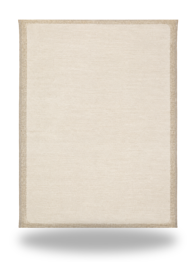 Double Border Cream Wool Rug