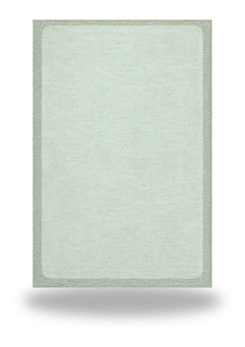 Double Border Mint Wool Rug