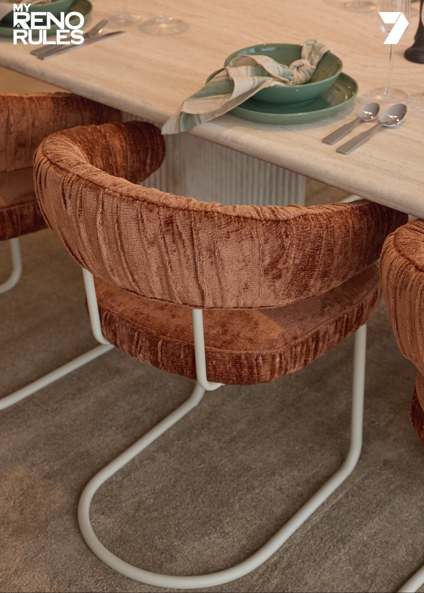 My Reno Rules (Renovation TV Show by Adrian Portelli), Living Room Featuring Plush Brown Rug by Four Corners Rugs 