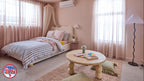 Oceana Dusty Rose by Four Corners Rugs x My Reno Rules, Shaz & Mitch kids bedroom. TV show by Adrian Portelli