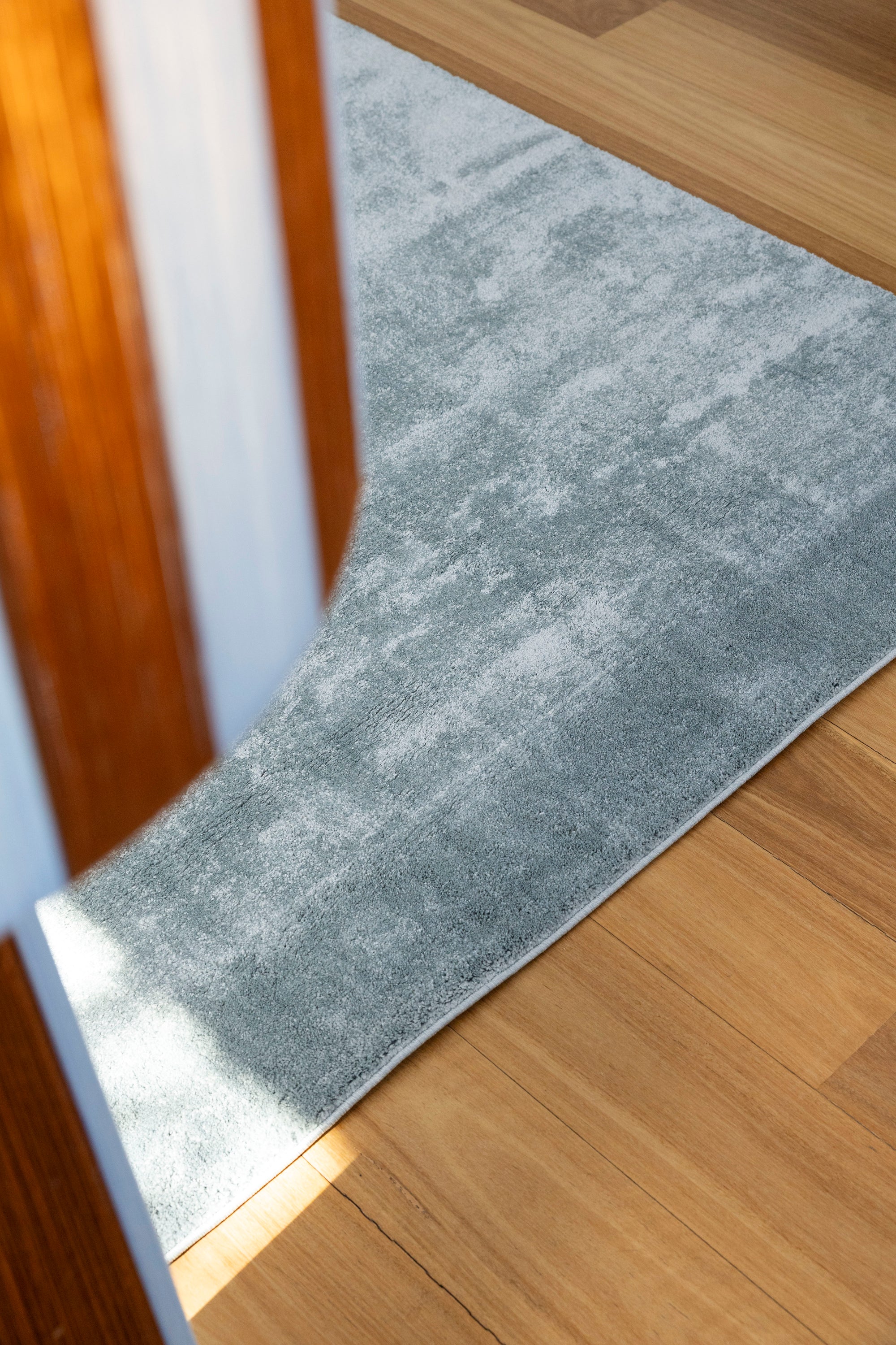 Close up of Plush Ice Blue Rug by Four Corners Rugs