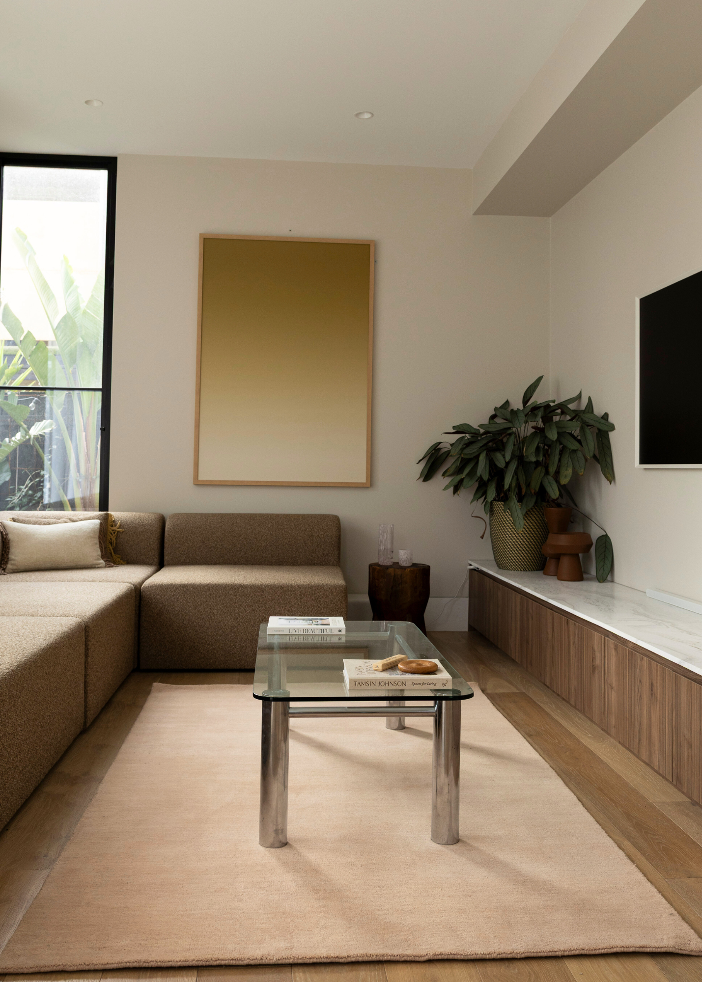 Texture Wool Rug Blush 150x240cm in living room 