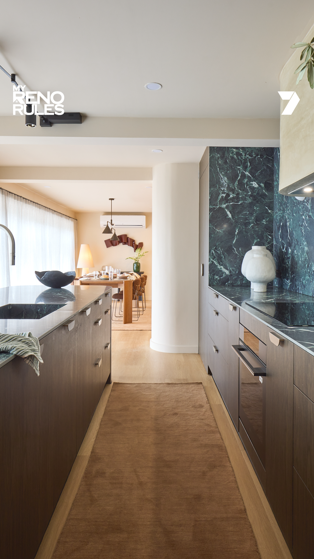 Texture Wool Runner Teddy Brown as featured in a kitchen in Hit Channel 7 renovation show, My Reno Rules