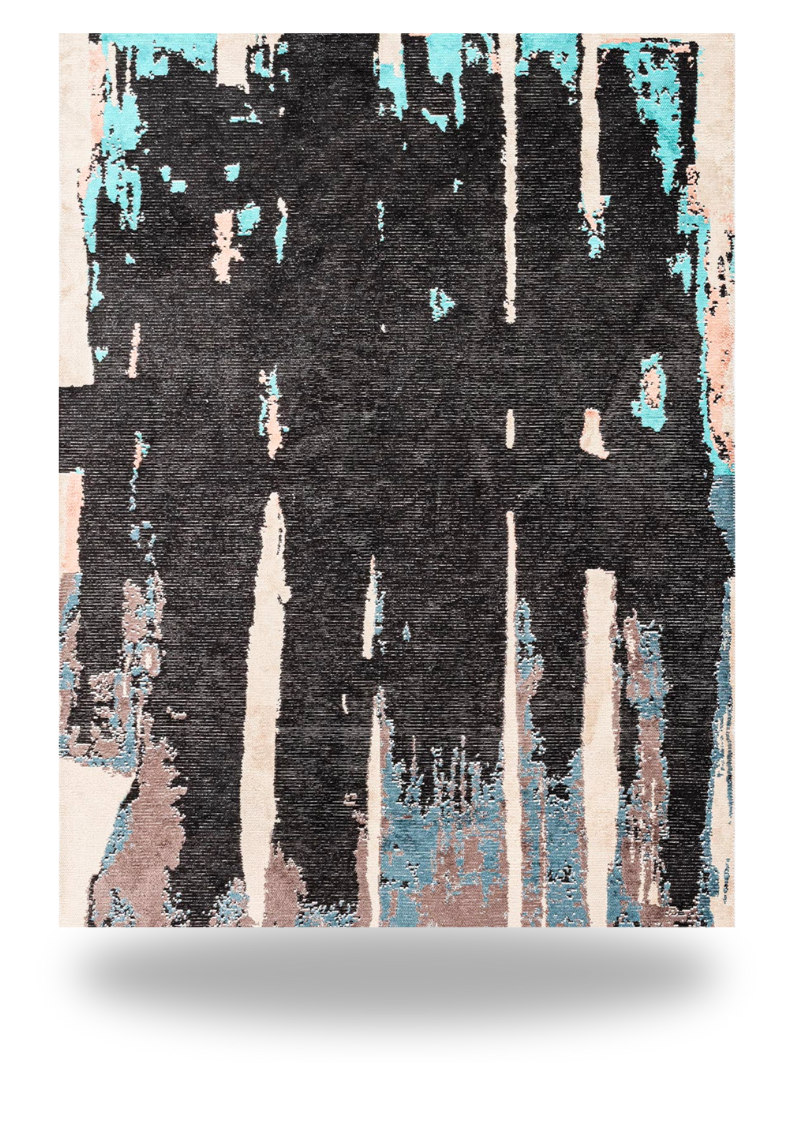 Tiffany Charcoal and Blue Designer Rug