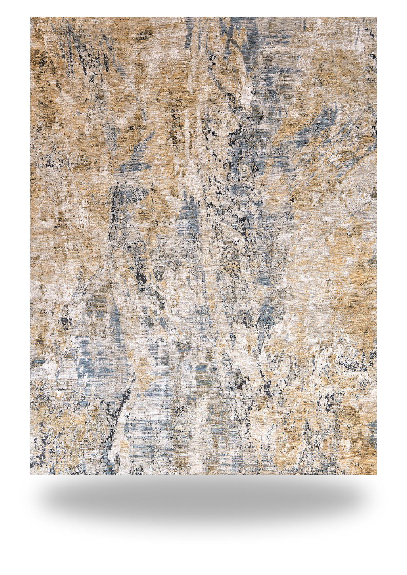 Waves Blue and Gold Rug – Four Corners Rugs
