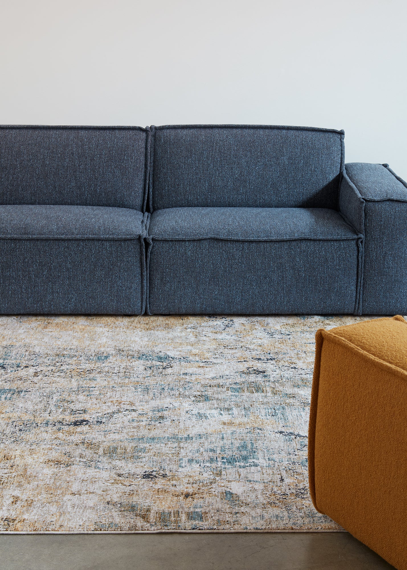 Waves Blue and Gold Rug – Four Corners Rugs