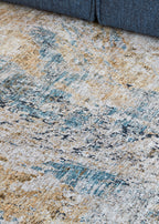 Waves Blue and Gold Rug Four Corners Rugs