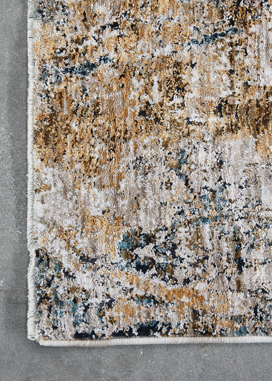 Waves Blue and Gold Rug