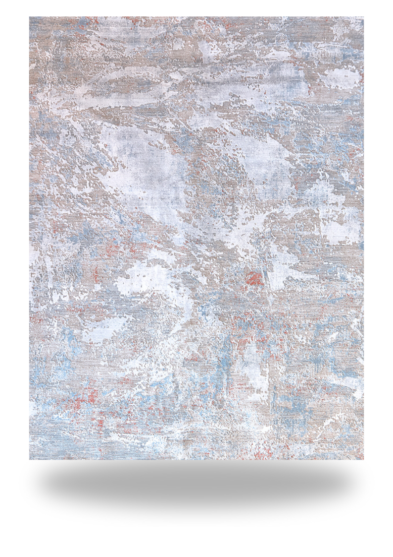 Windswept Blue, White and Red Rug