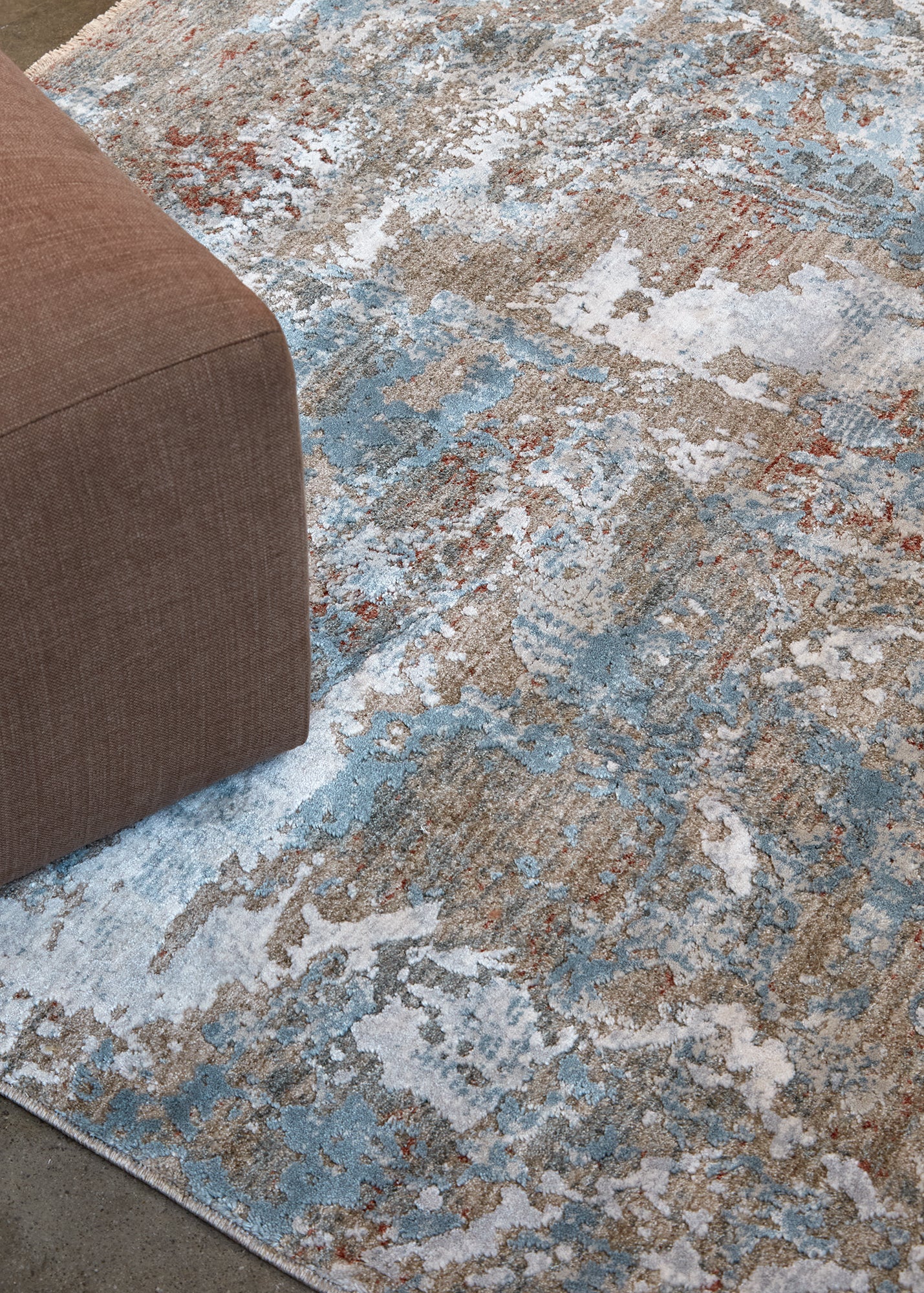 Windswept Blue, White and Red Rug – Four Corners Rugs