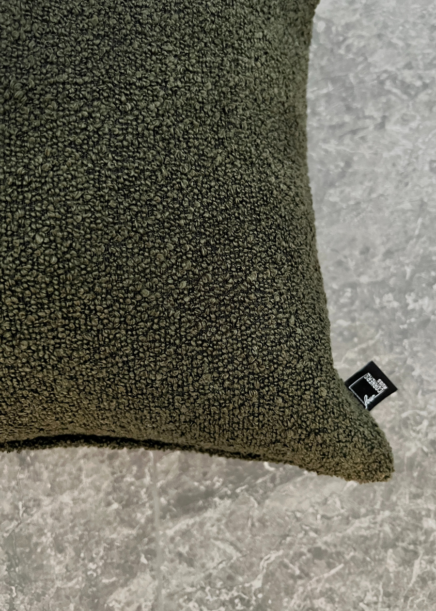 Army Green Boucle Cushion - Four Corners Rugs